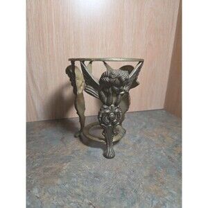 Art Nouveau  Solid Brass Sphere Stand Three Leg Footed  Trivet Decor Ornate Trip